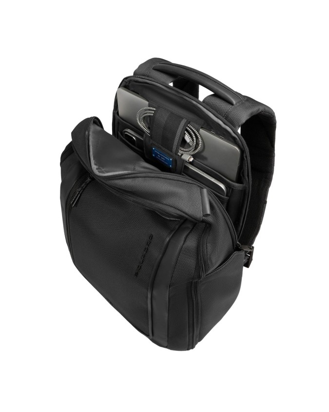  Piquadro - Zaino da viaggio porta pc 15,6" in pelle e tessuto