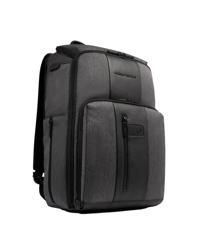  Piquadro - Zaino da viaggio porta pc 15,6" in pelle e tessuto
