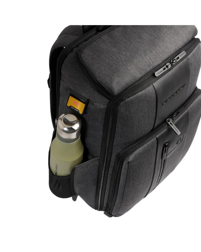  Piquadro - Zaino da viaggio porta pc 15,6" in pelle e tessuto