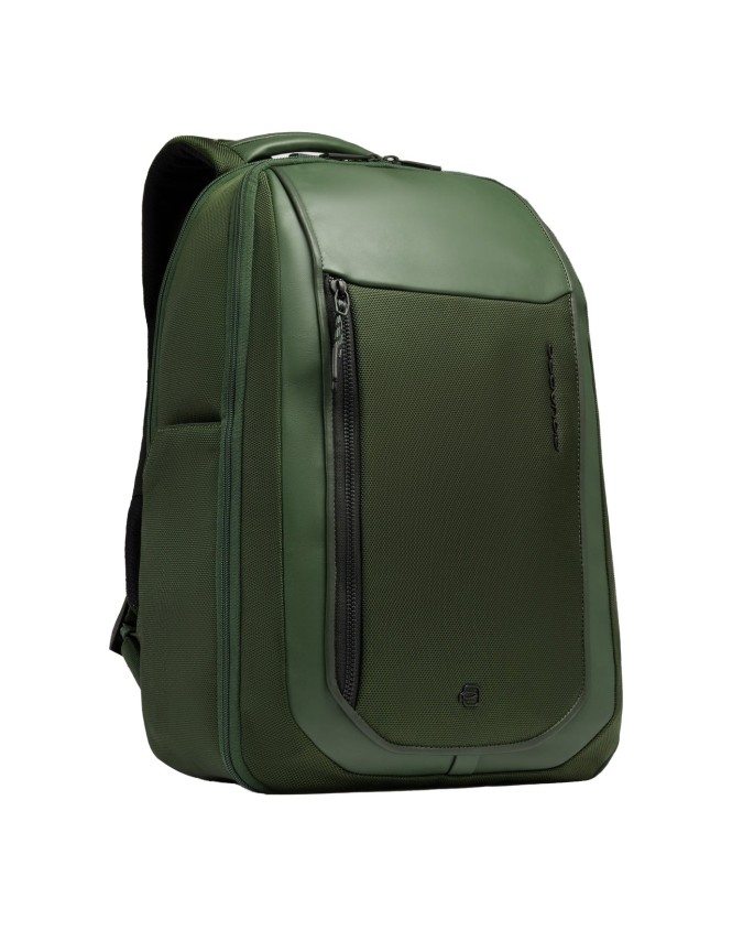  Piquadro - Zaino da viaggio porta pc 15,6" in pelle e tessuto