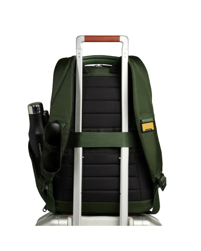  Piquadro - Zaino da viaggio porta pc 15,6" in pelle e tessuto