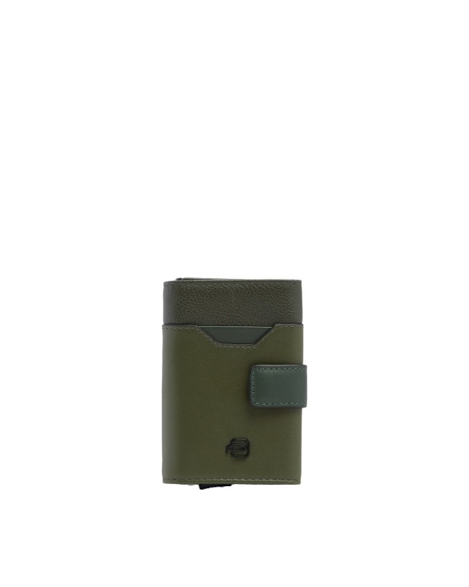  Piquadro - Portacarte uomo automatico in metallo e pelle