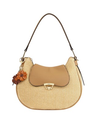 Ynot - Women's Shoulder Bag, Size M, with Straw-Effect...