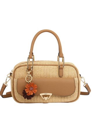  Ynot - Borsa Donna Bauletto con Tracolla Effetto Paglia Malindi