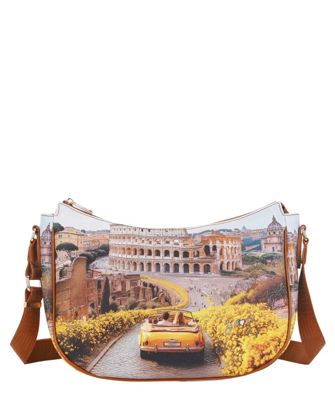 Ynot - Borsa a Sacca con Tracolla in Ecopelle Stampa Città