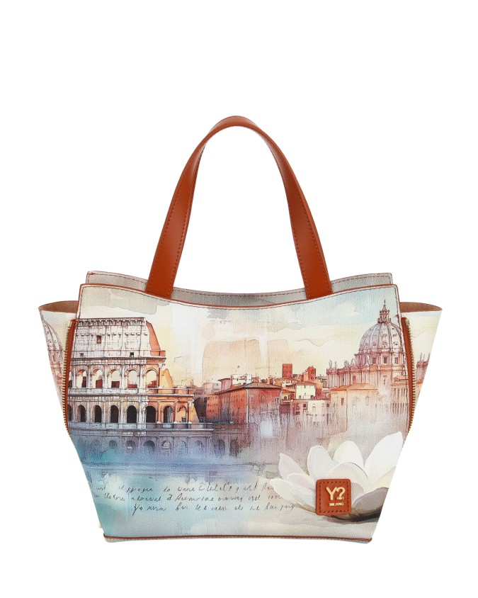  Ynot - Tote Bag Tg. M in Ecopelle Stampa Città Yesbag