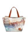  Ynot - Tote Bag Tg. M in Ecopelle Stampa Città Yesbag
