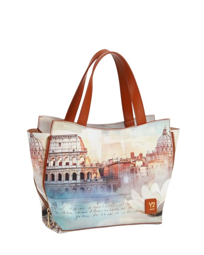  Ynot - Tote Bag Tg. M in Ecopelle Stampa Città Yesbag