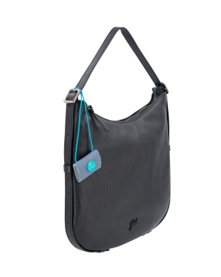 Gabs - Leather Shoulder Bag, Size M, Bull Black, Demet 2