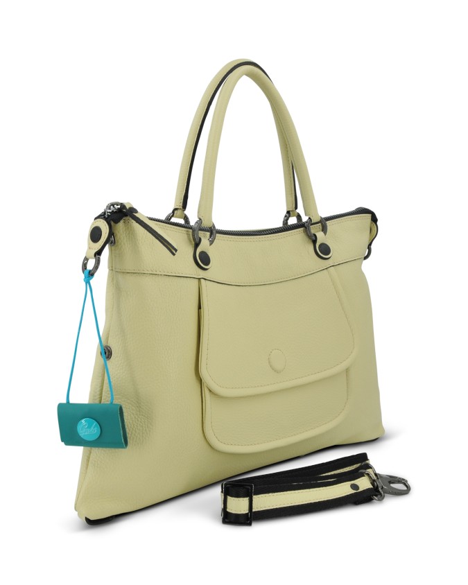  Gabs - Borsa piatta in pelle con tasca esterna Tg. 