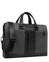  Piquadro - Cartella 2 comparti PC 15,6'' in pelle e tessuto