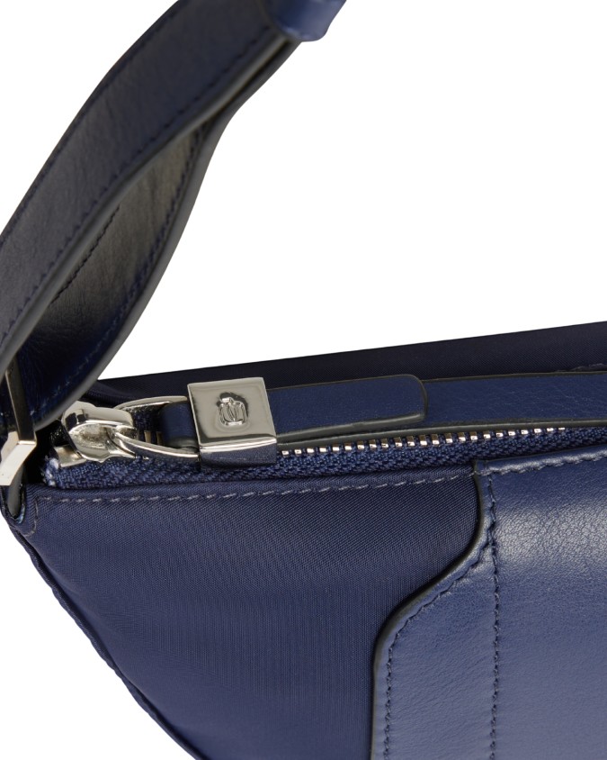  Piquadro - Borsa a tracolla media in pelle e tessuto