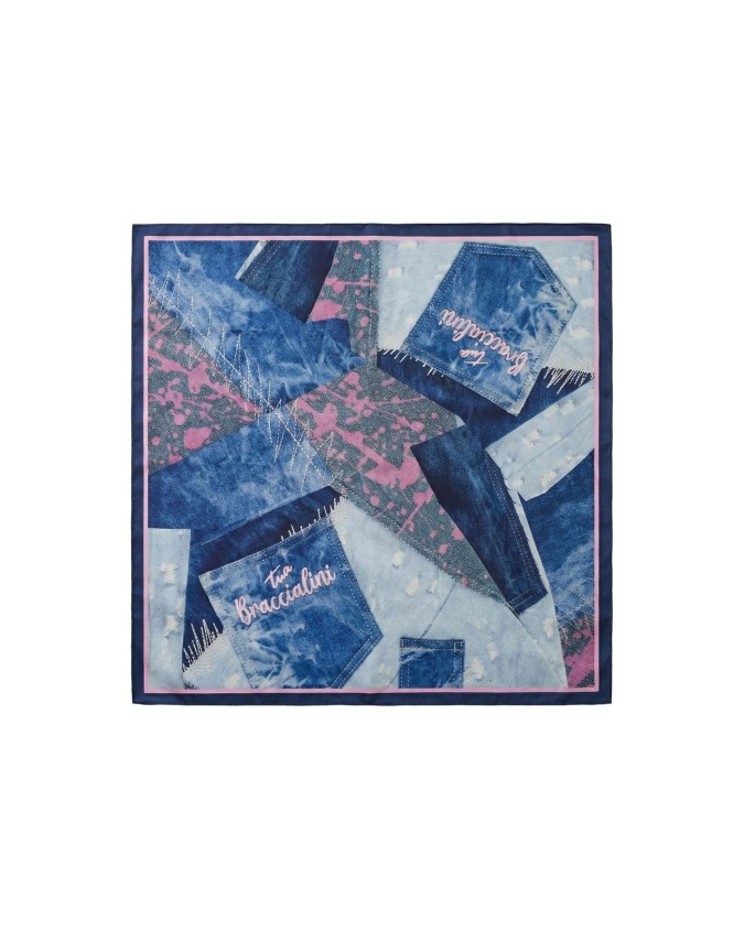  Braccialini - Foulard donna in poliestere stampa denim