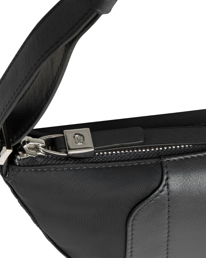  Piquadro - Borsa a tracolla media in pelle e tessuto