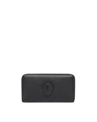 Trussardi -  Society Calfskin Zip-Around Wallet - Black