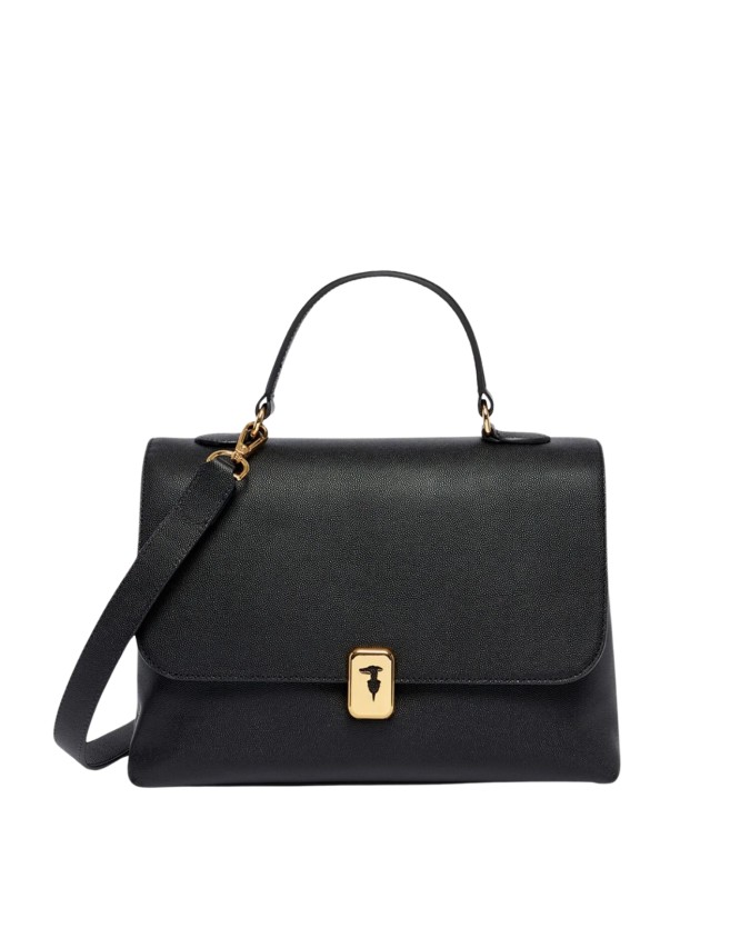  Trussardi - Borsa a mano in pelle con patta e tracolla Cameo
