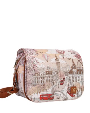 Ynot - Faux Leather Shoulder Bag with Flap and "Stylized... 2