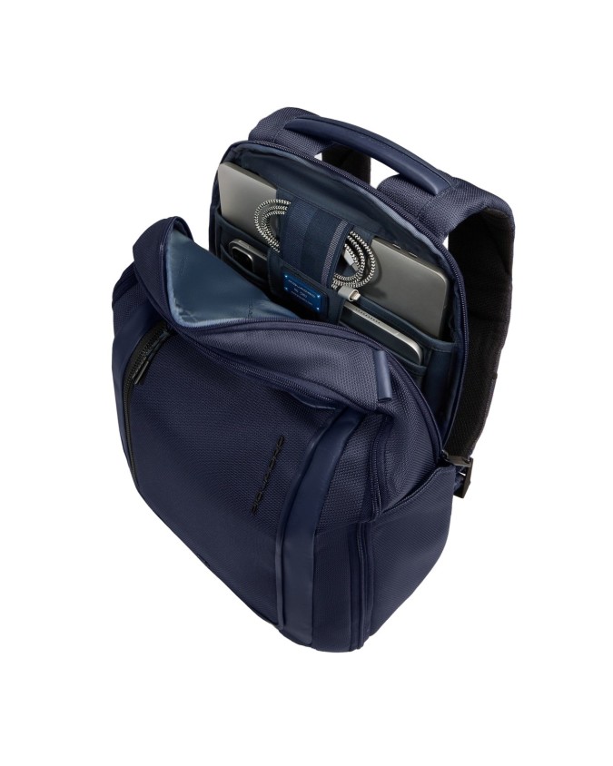  Piquadro - Zaino da viaggio porta pc 15,6" in pelle e tessuto