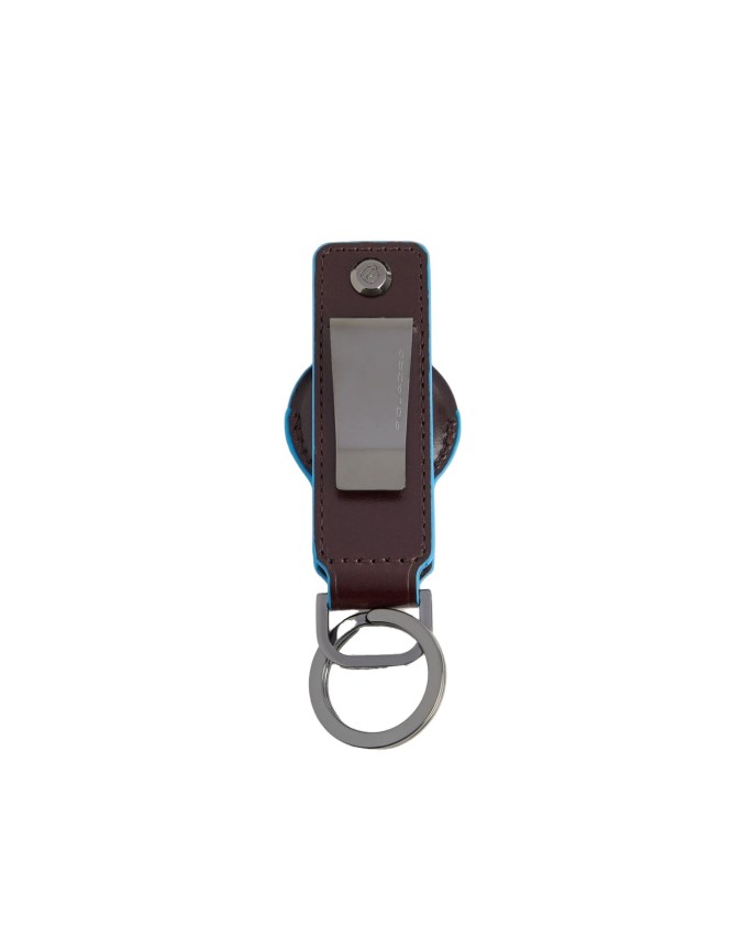  Piquadro - Portachiavi in pelle per AirTag® e CONNEQU Blue