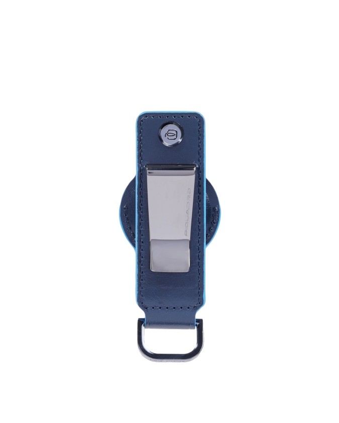  Piquadro - Portachiavi in pelle per AirTag® e CONNEQU Blue