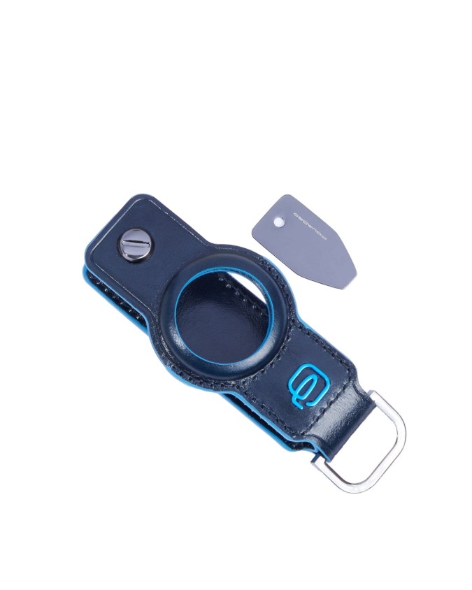  Piquadro - Portachiavi in pelle per AirTag® e CONNEQU Blue