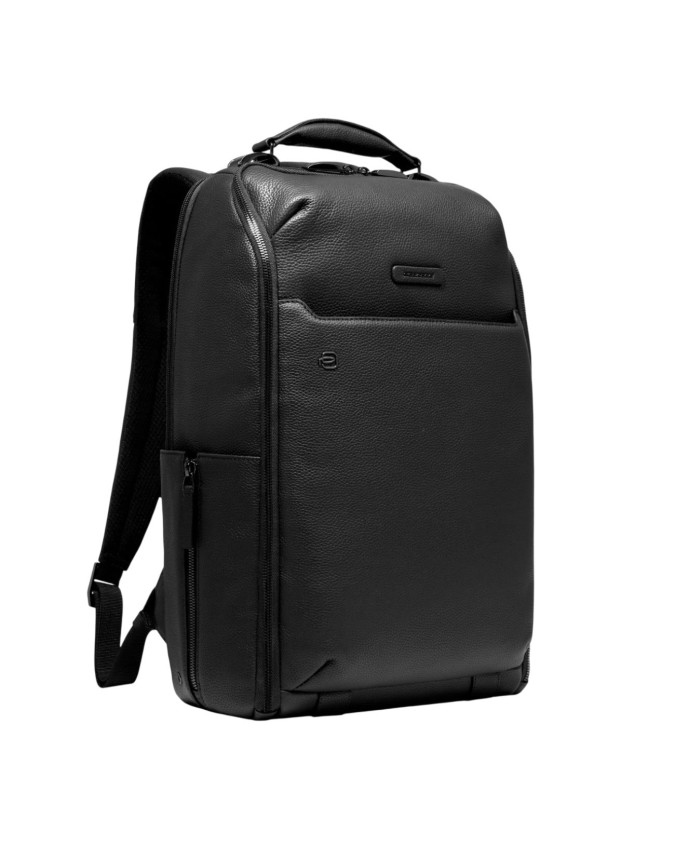  Piquadro - Zaino da viaggio in pelle con chiusura a impronta