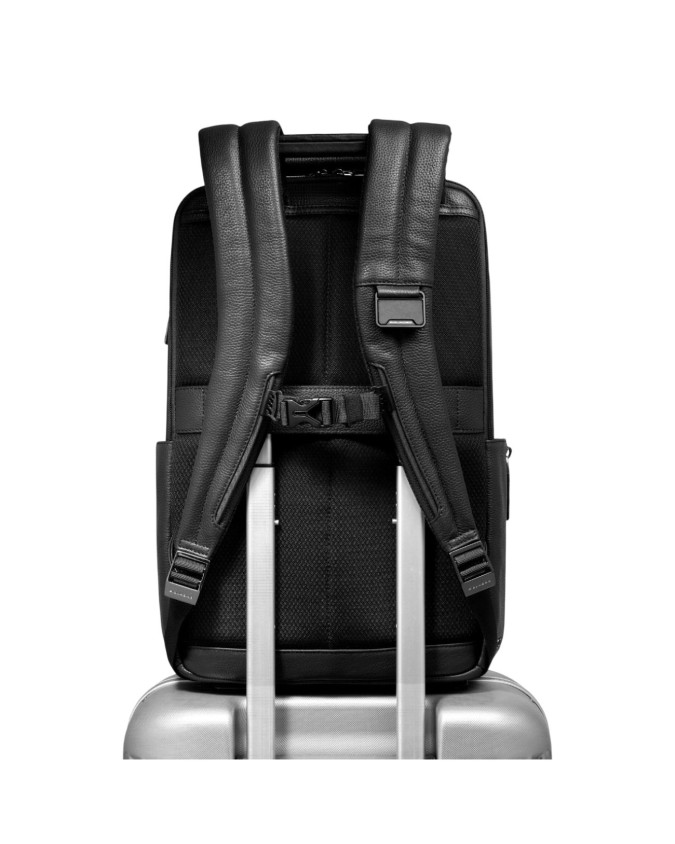  Piquadro - Zaino da viaggio in pelle con chiusura a impronta