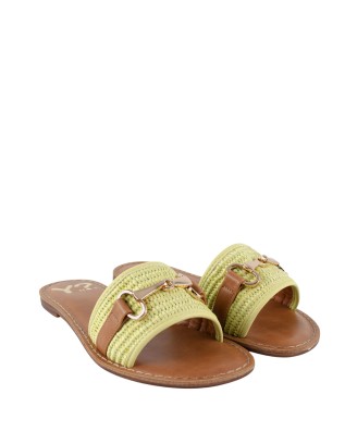  Ynot - Ciabattine Donna con Morsetto in Rafia e Ecopelle Hanna
