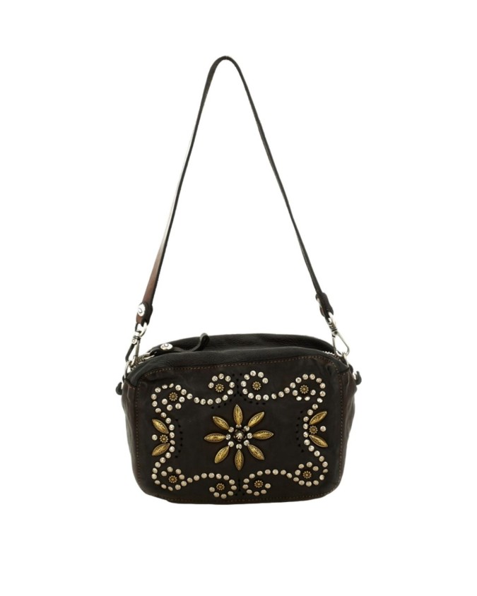  Campomaggi – Borsa a tracolla camera bag in pelle con borchie