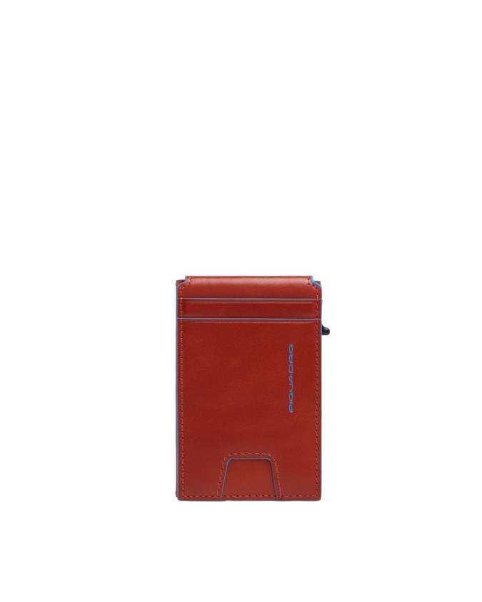  Piquadro - Porta carte di credito in pelle e metallo con