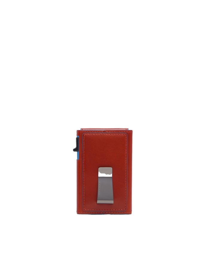  Piquadro - Porta carte di credito in pelle e metallo con