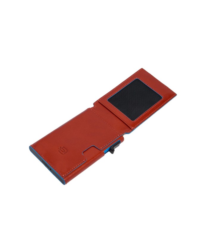  Piquadro - Porta carte di credito in pelle e metallo con