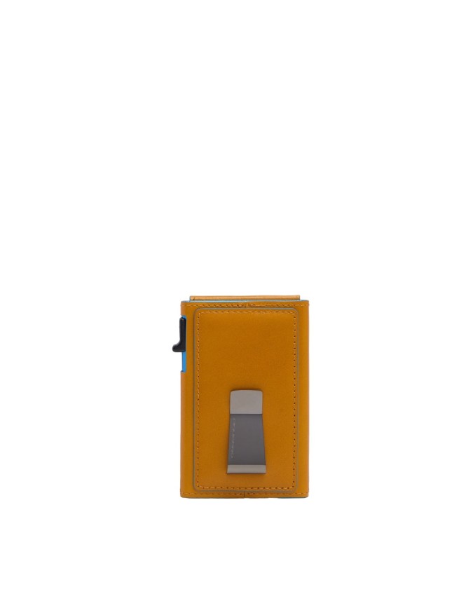  Piquadro - Porta carte di credito in pelle e metallo con