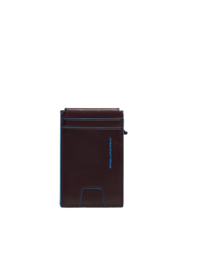  Piquadro - Porta carte di credito in pelle e metallo con