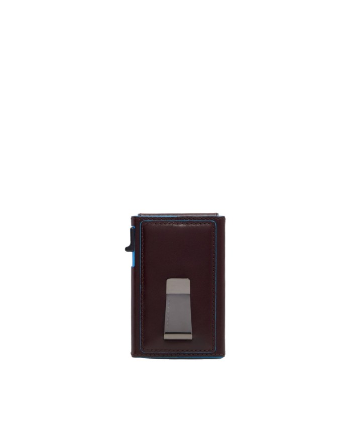  Piquadro - Porta carte di credito in pelle e metallo con