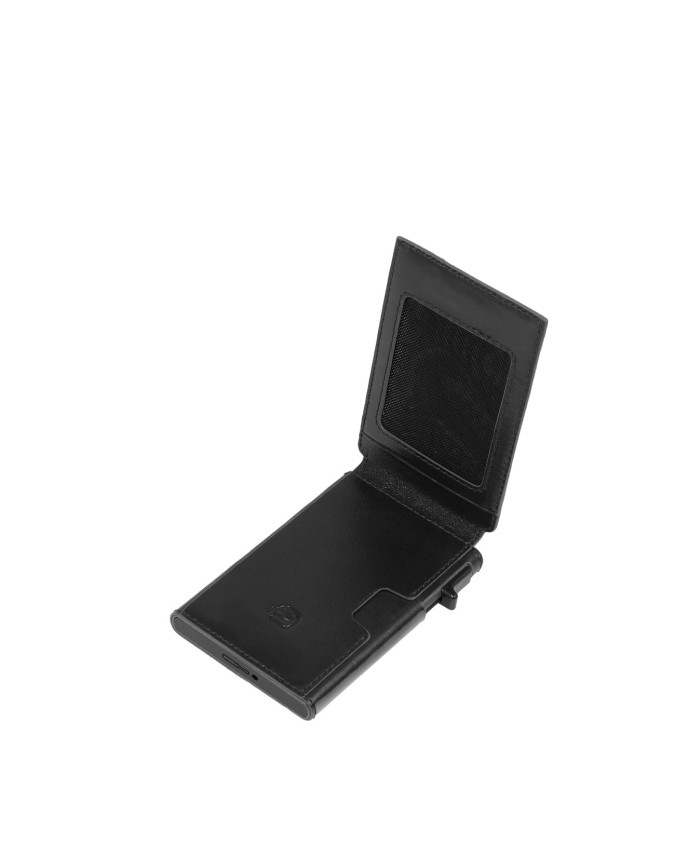  Piquadro - Porta carte di credito in pelle e metallo con