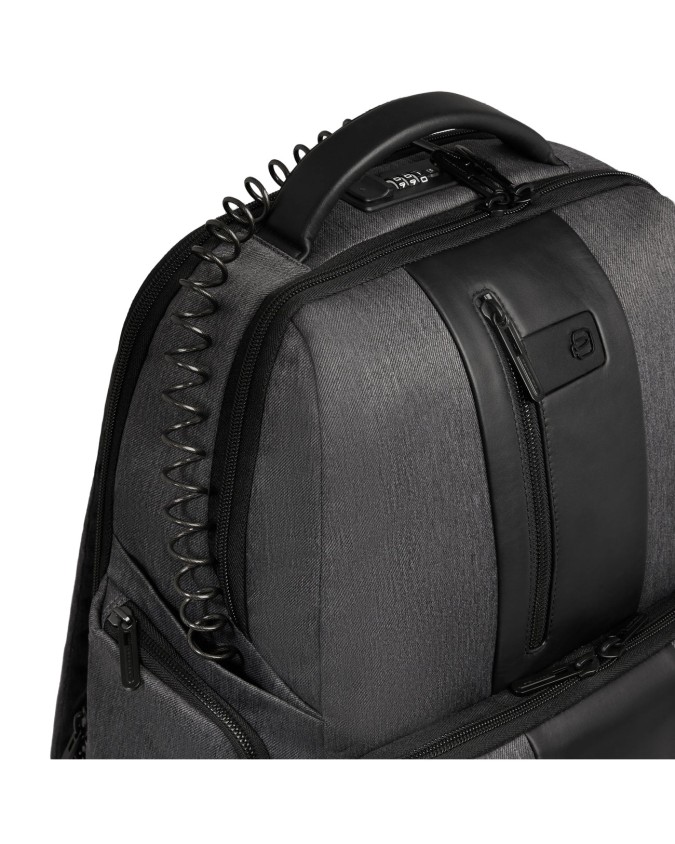  Piquadro - Zaino iconico all-tech in pelle e tessuto Bagmotic