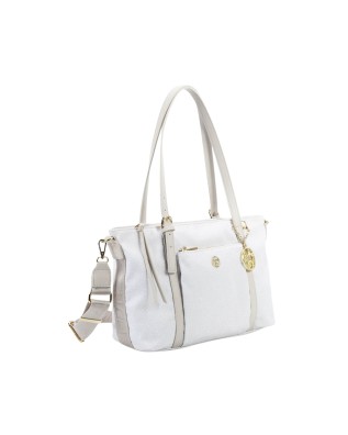  Ynot - Borsa Donna shopper in tessuto ed ecopelle con tracolla 2