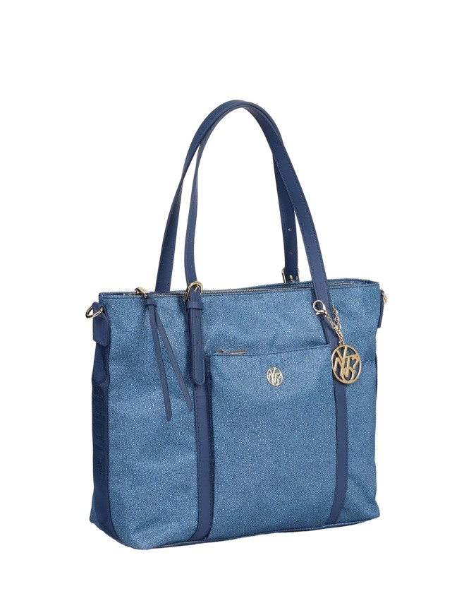  Ynot - Borsa shopping squadrata in tessuto ed ecopelle Cloud