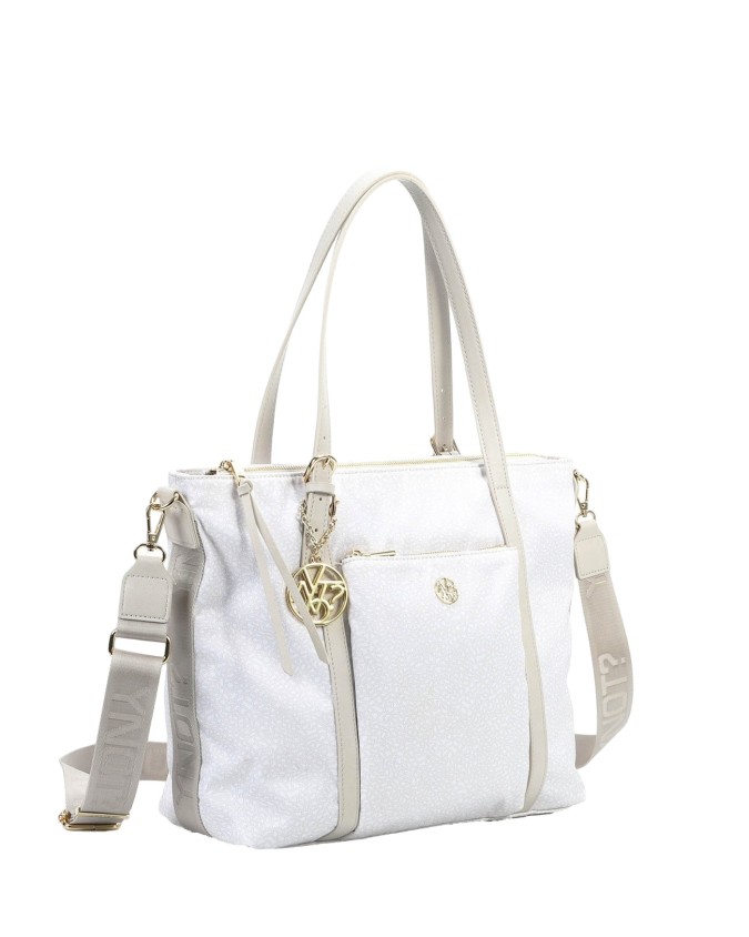  Ynot - Borsa shopping squadrata in tessuto ed ecopelle Cloud