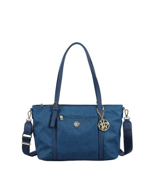 Ynot - Borsa shopping in nylon con doppio manico e tracolla Cloud