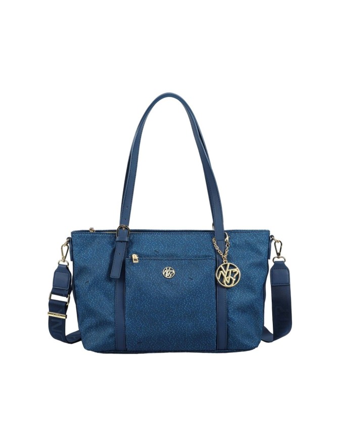  Ynot - Borsa shopping in nylon con doppio manico e tracolla