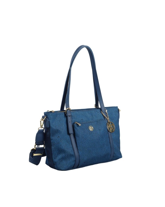  Ynot - Borsa shopping in nylon con doppio manico e tracolla
