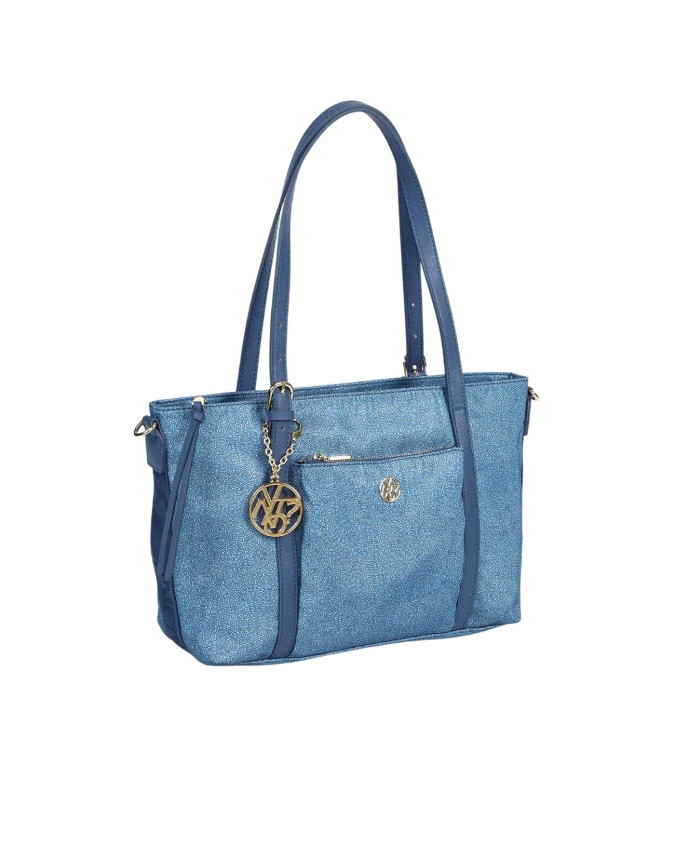  Ynot - Borsa Donna shopper in tessuto ed ecopelle con tracolla