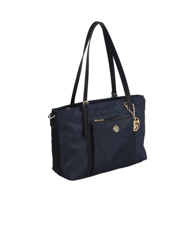  Ynot - Borsa Donna shopper in tessuto ed ecopelle con tracolla