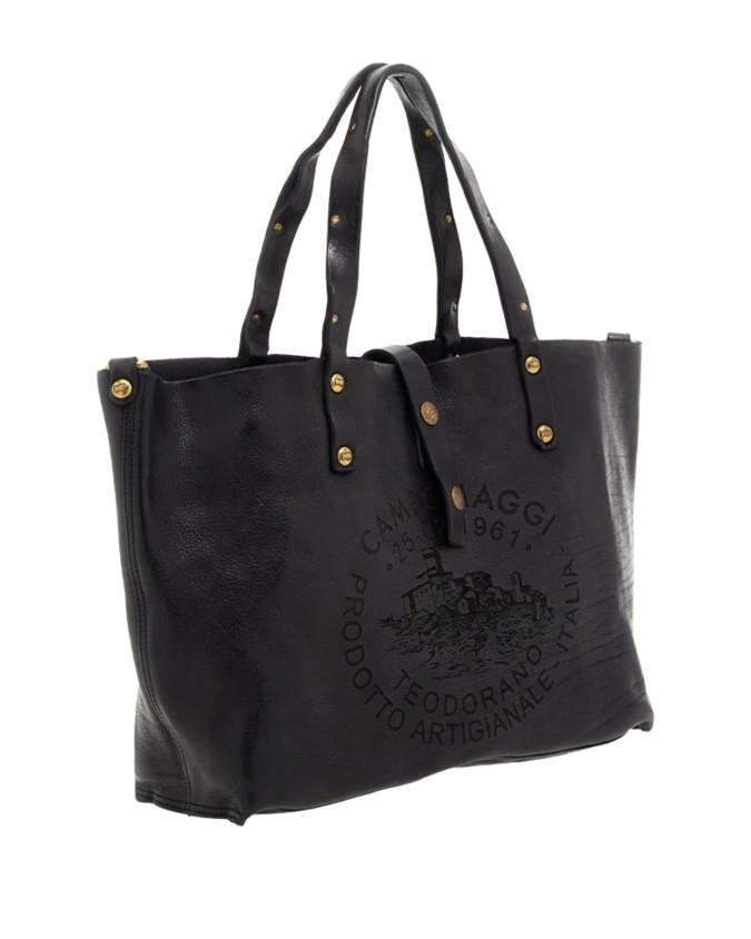  Campomaggi - Tote bag grande in pelle con decorazione laserata