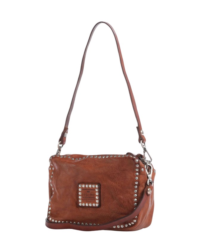  Campomaggi - Borsa a tracolla camera bag in pelle con strass e