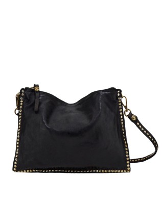 Campomaggi - Kura leather shoulder bag with rivets - Black