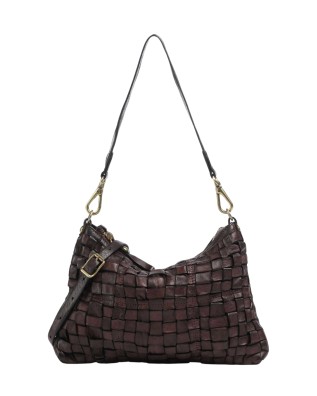  Campomaggi - Borsa a spalla in pelle intrecciata con manico