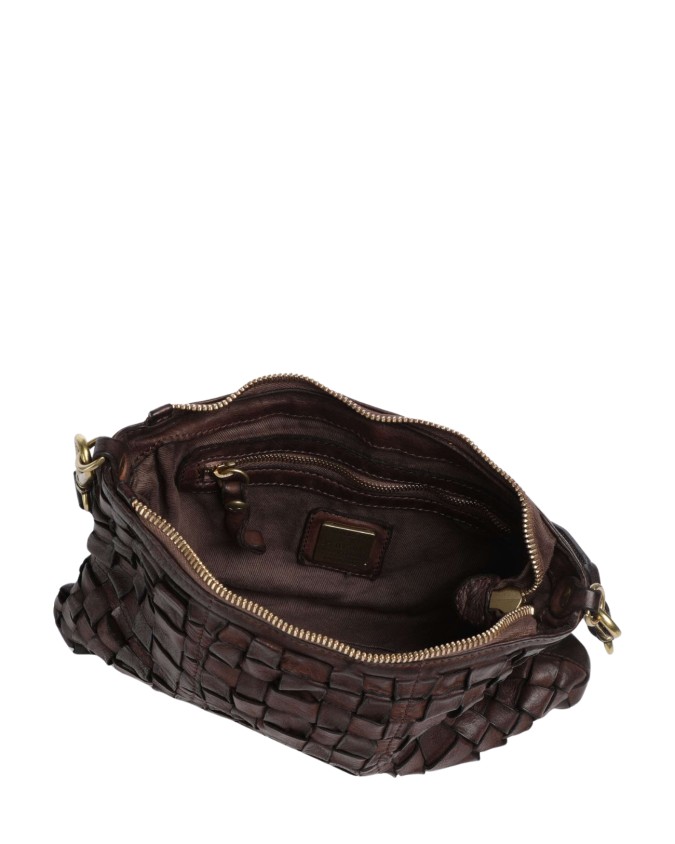  Campomaggi - Borsa a spalla in pelle intrecciata con manico